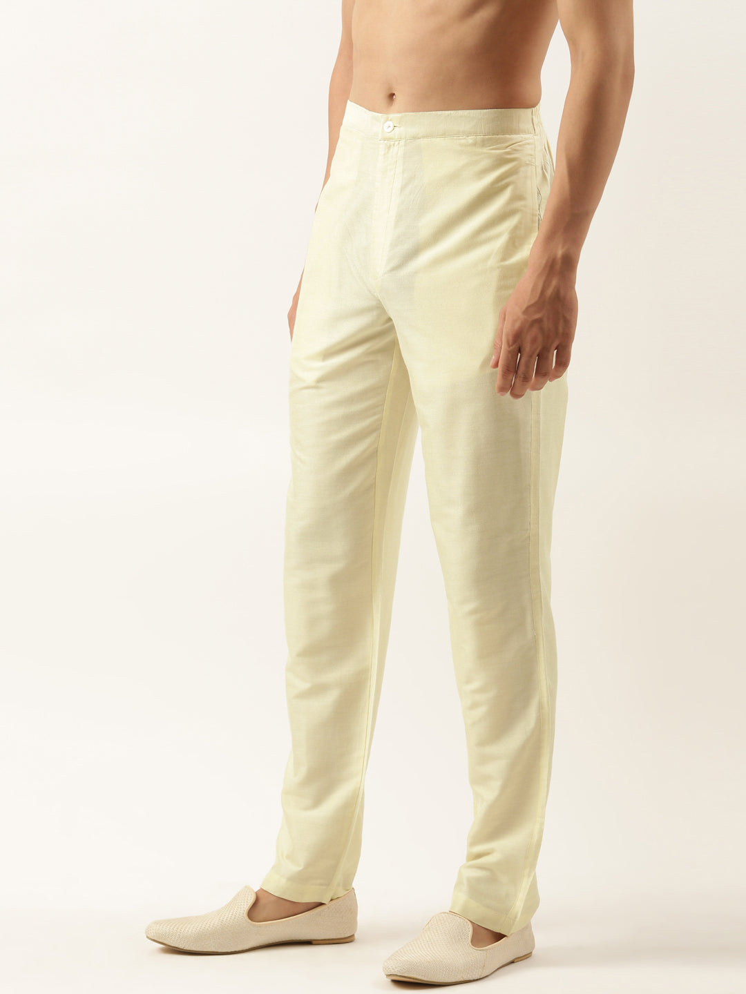 Beige Cotton Silk Pant Pajama