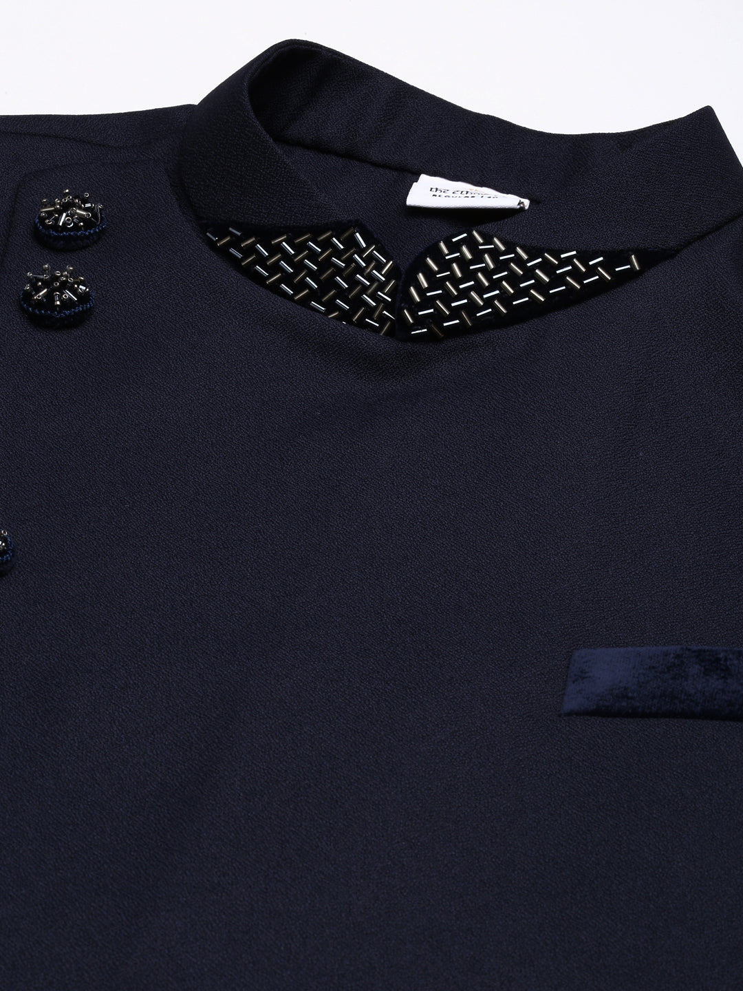 Midnight Blue Overlap Jacket Kurta Set