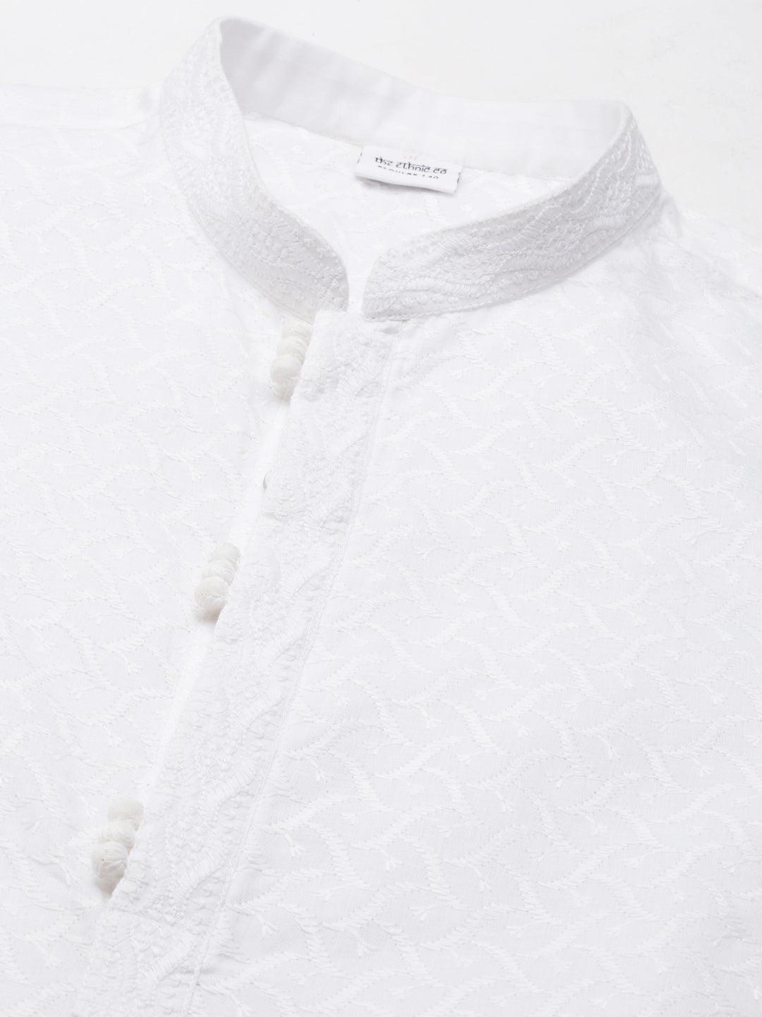 White Cotton Chikankari Kurta Set