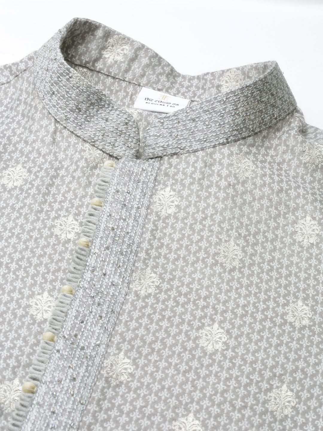 Grey Chanderi Kurta Set