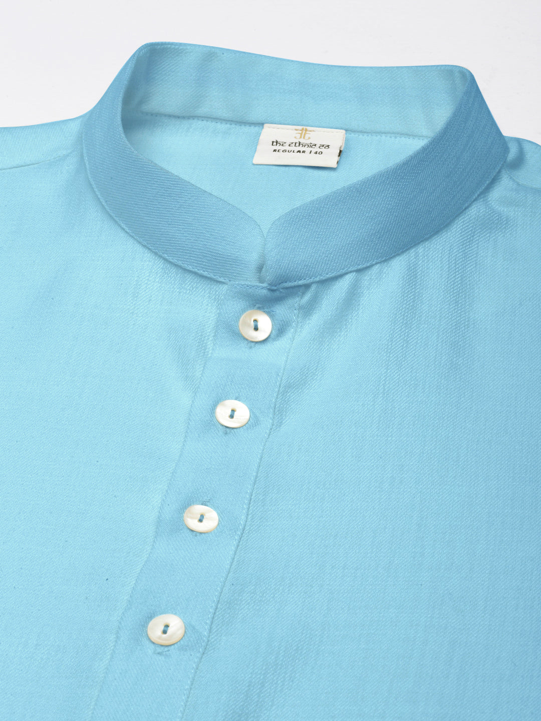 Light Blue Cotton Short Kurta Set
