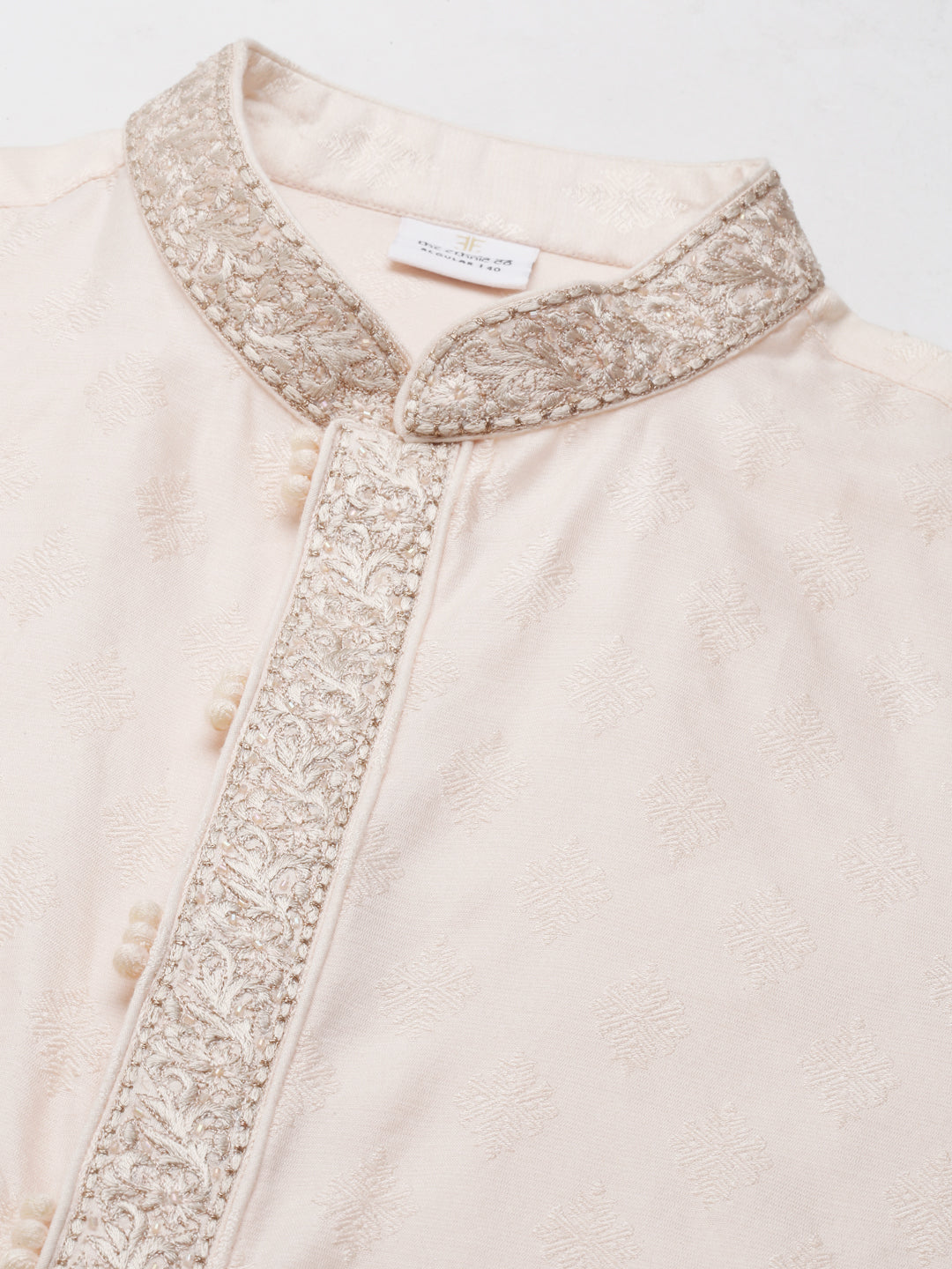 Peach Jacquard Kurta Set