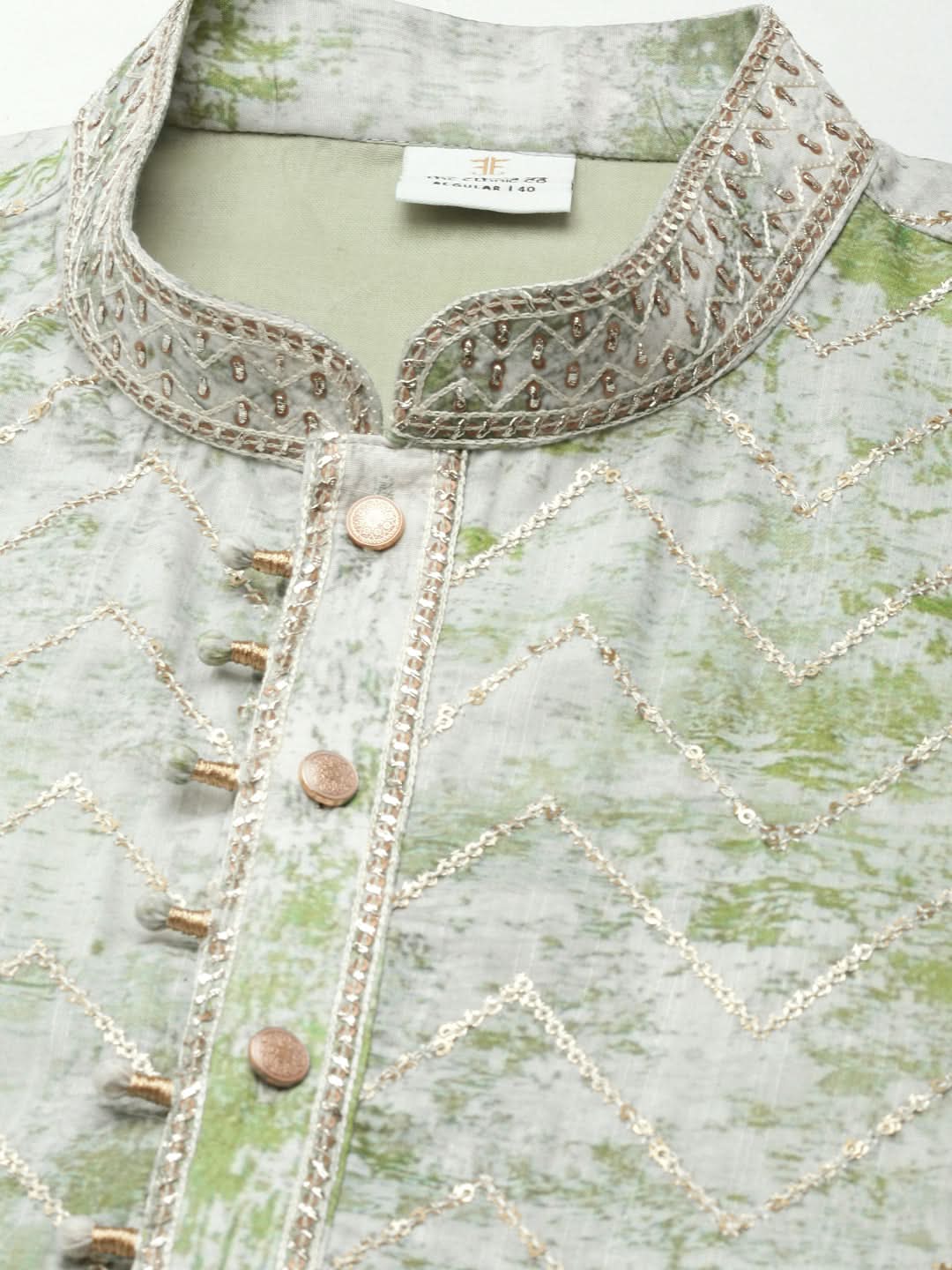 Green Sequin Embroidery Kurta Set