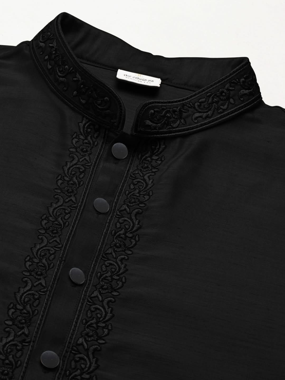 Black Embroidered Kurta Set