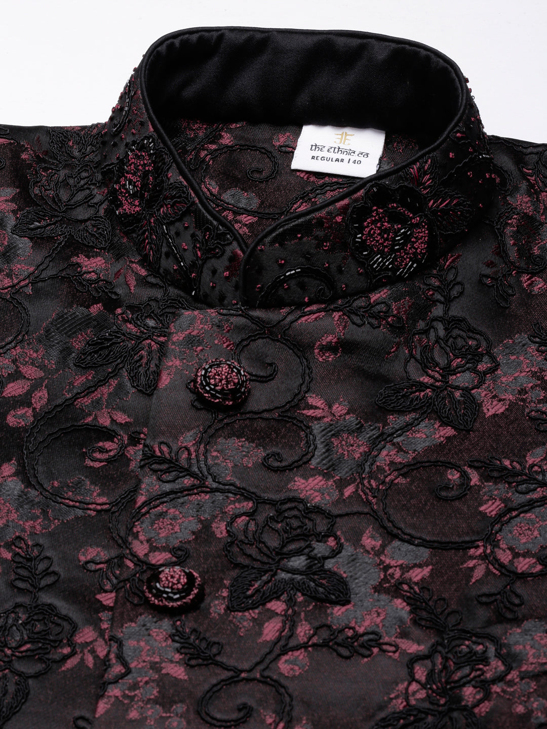 Wine Cord dori embroidered Indowestern