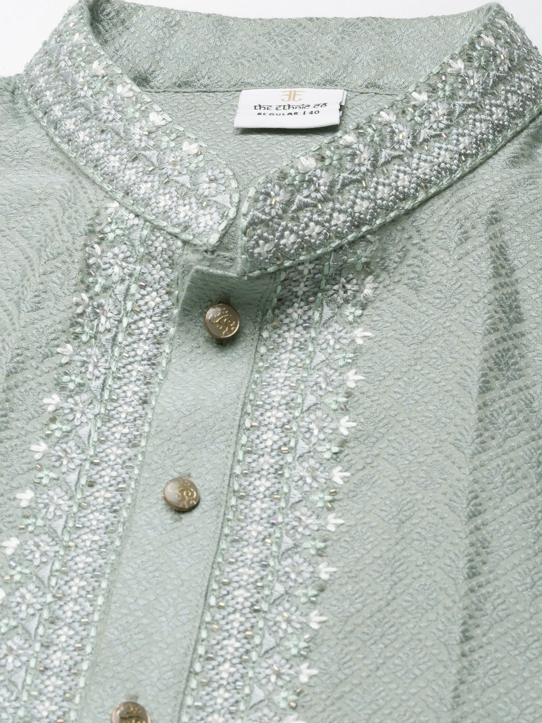 GREYISH BLUE JACQUARD KURTA