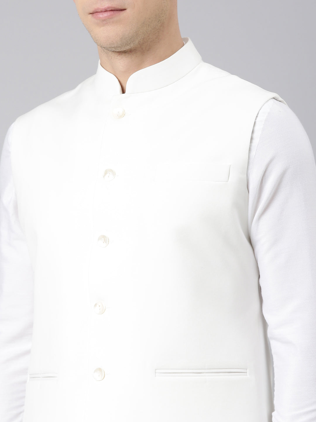 Cream Classic jacket with Short Kurta Set