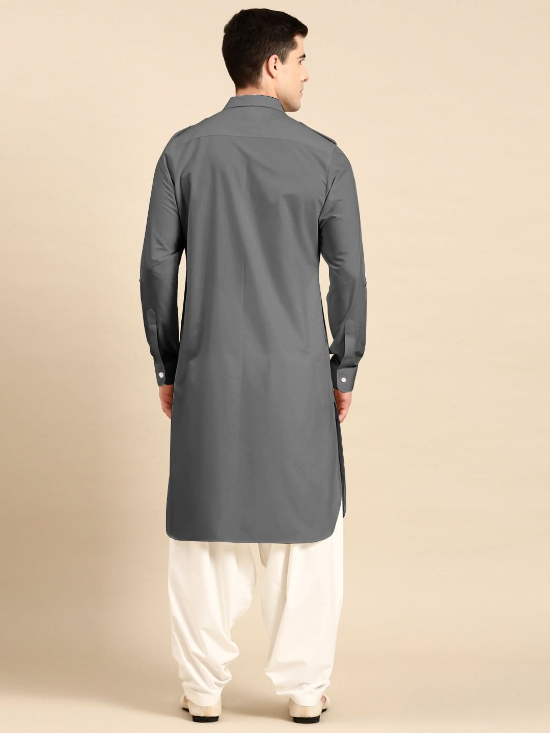 Grey fine Cotton Pathani with Salwar