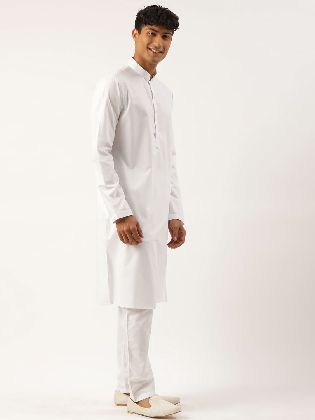 White Cotton Blue Tie Dye Jacket with White Kurta