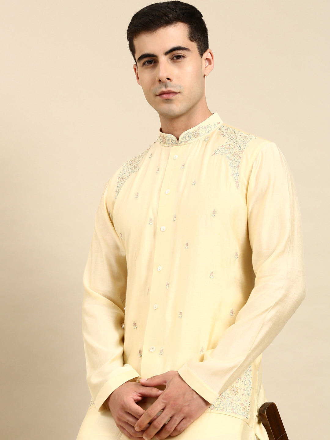 Lemon Embroidered Kurta Set