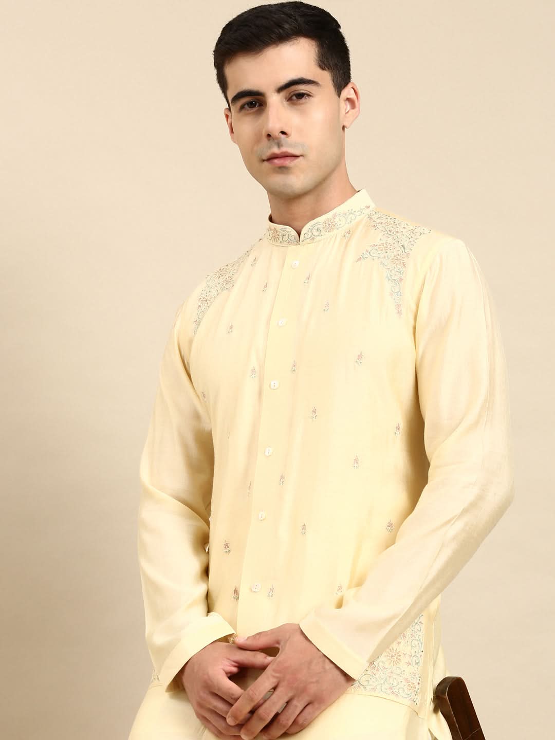 Lemon Embroidered Kurta Set