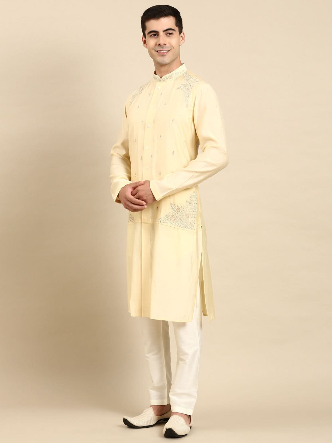 Lemon Embroidered Kurta Set
