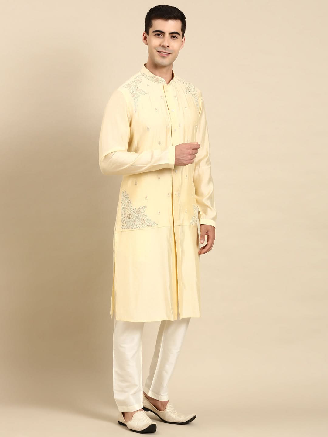 Lemon Embroidered Kurta Set