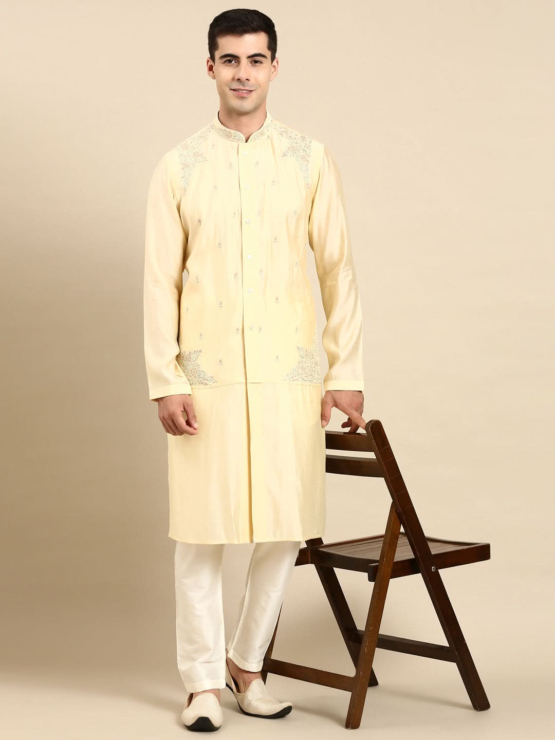 Lemon Embroidered Kurta Set