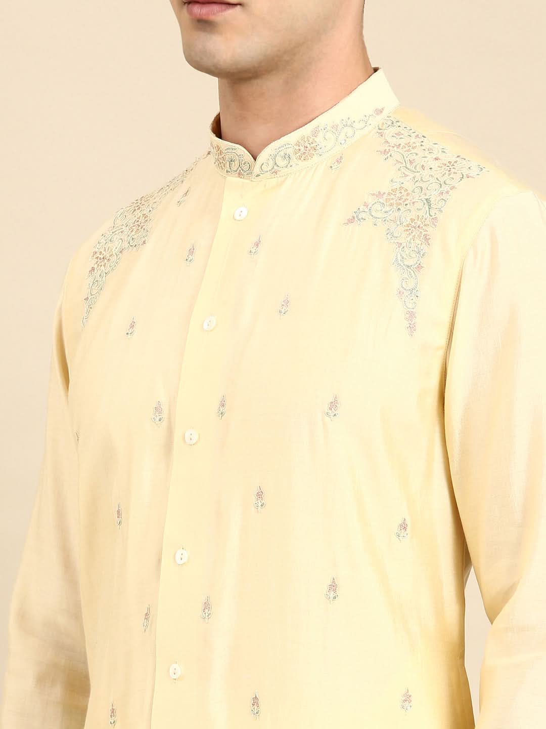 Lemon Embroidered Kurta Set