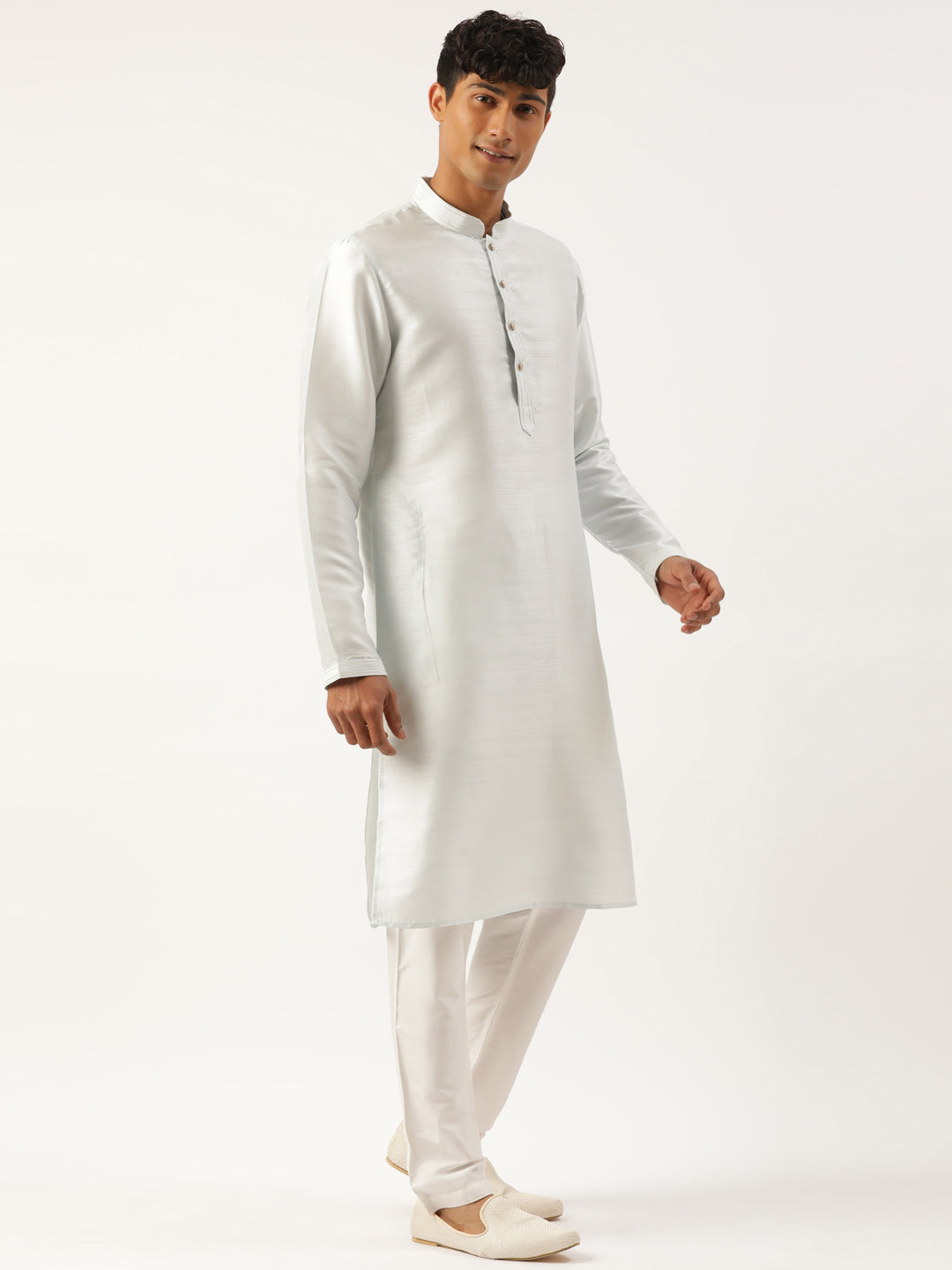 Cream Embroidered Jacket Kurta Set