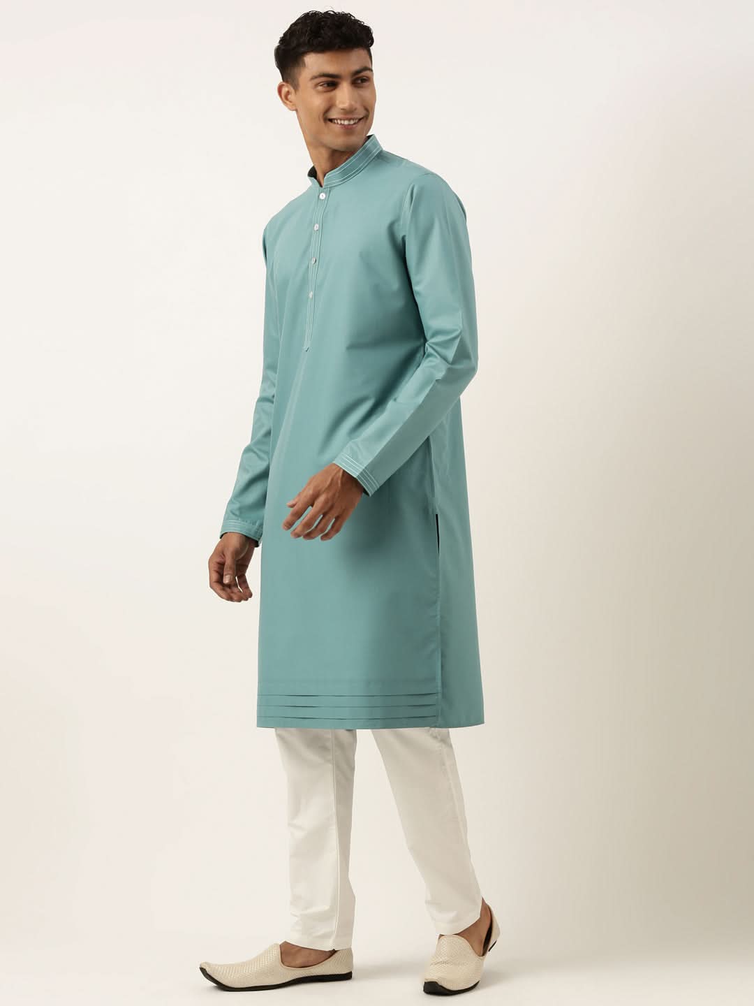 Cotton Printed Embroidered Jacket Kurta Set