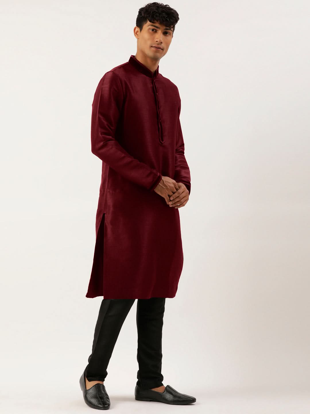 Maroon Embroidered Jacket Kurta Set
