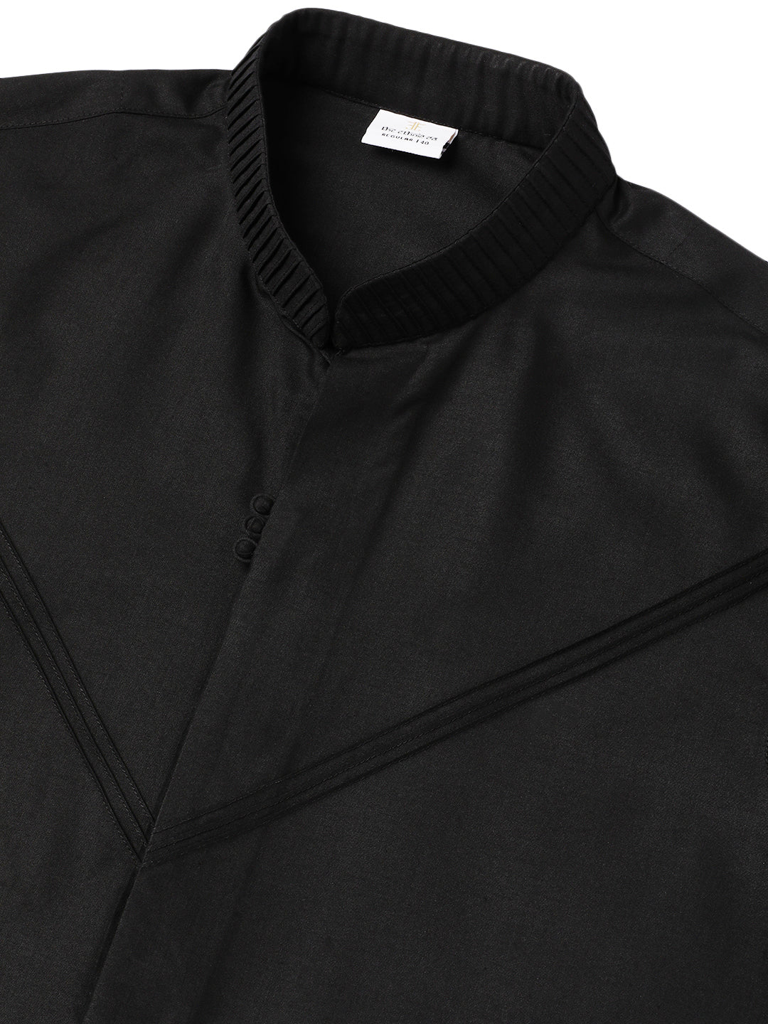 Black Pleated Cotton Kurta Set