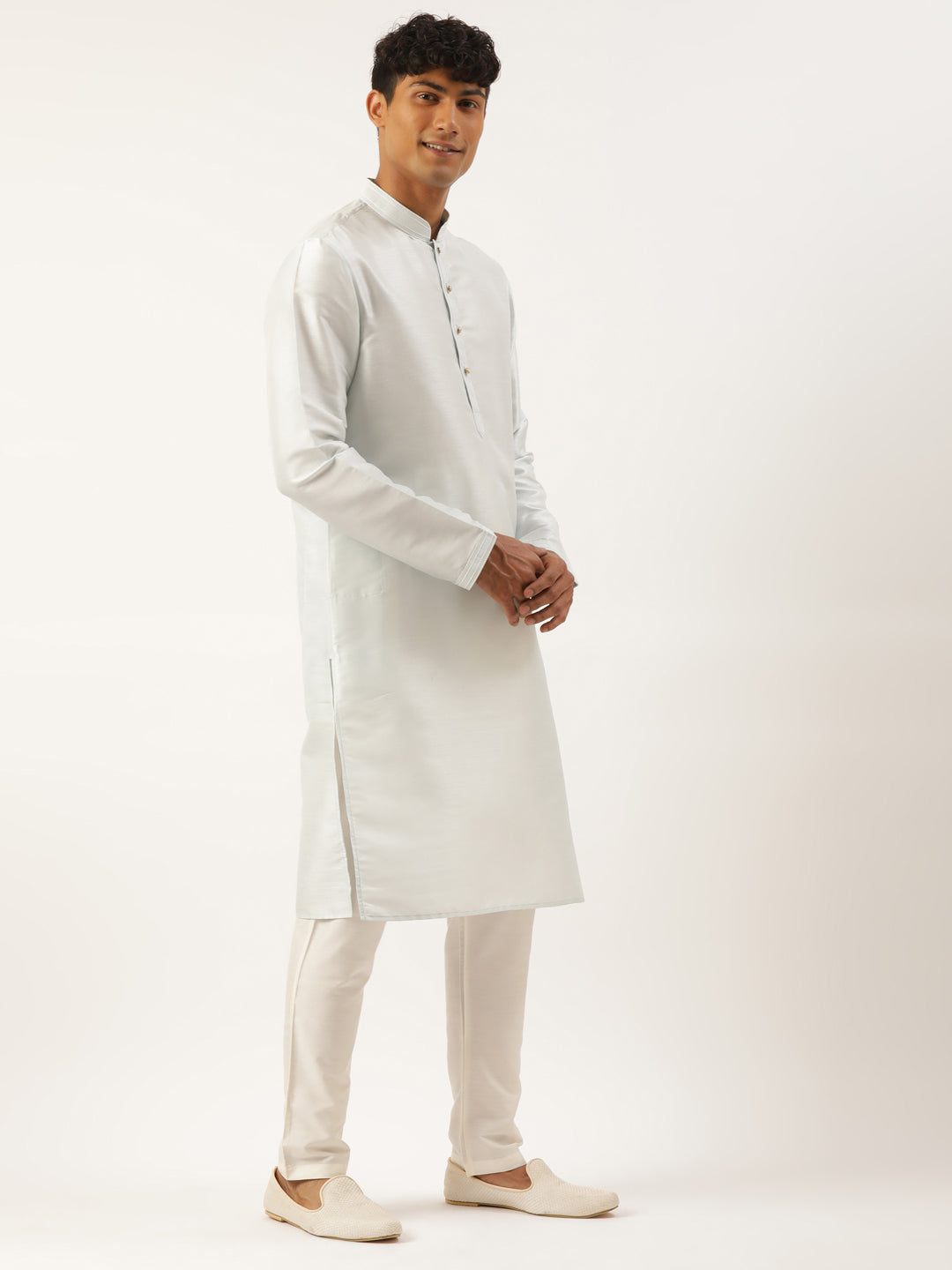 Sky Blue Sequin Embroidered Jacket Kurta Set