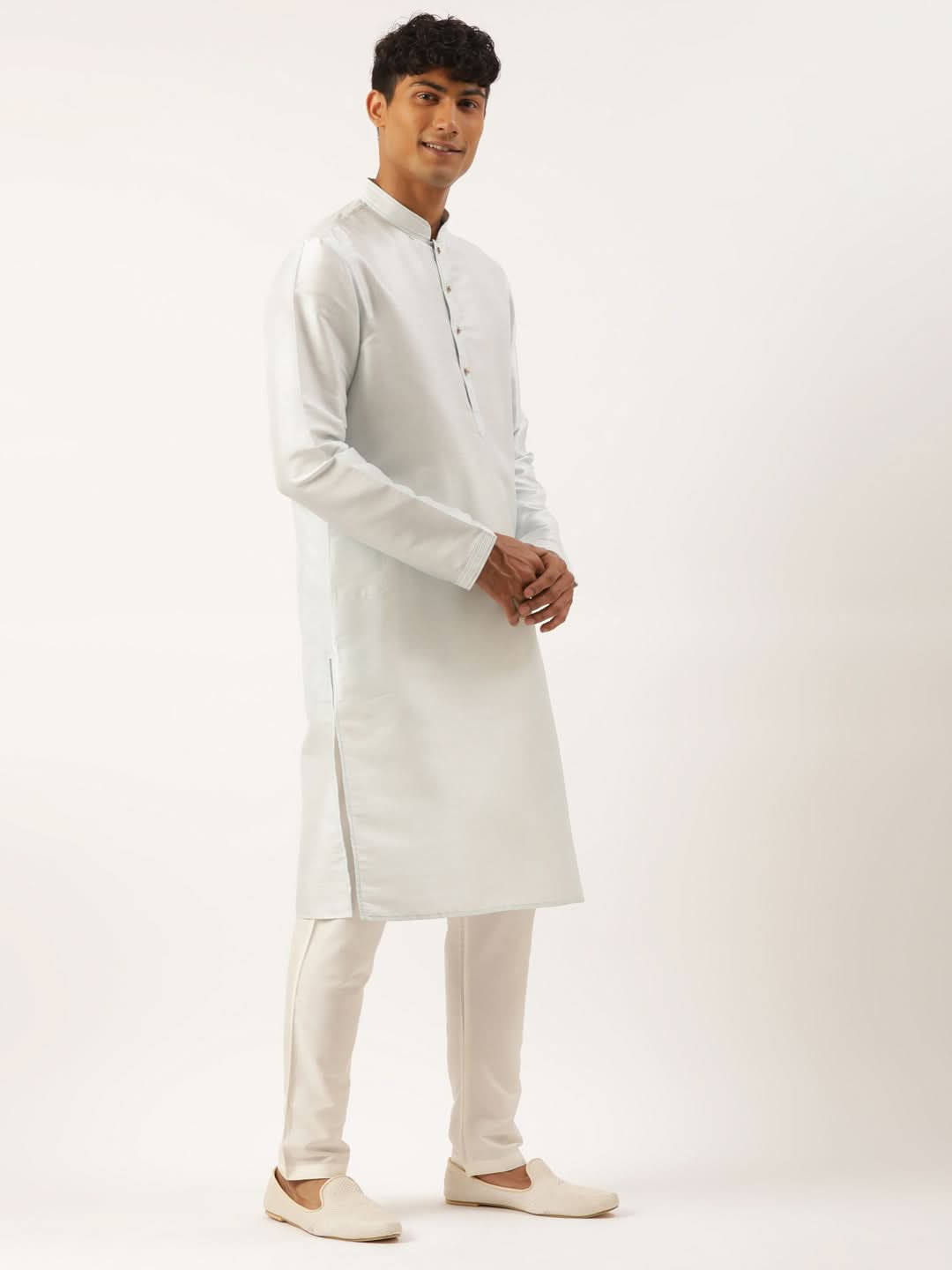 Sky Blue Sequin Embroidered Jacket Kurta Set