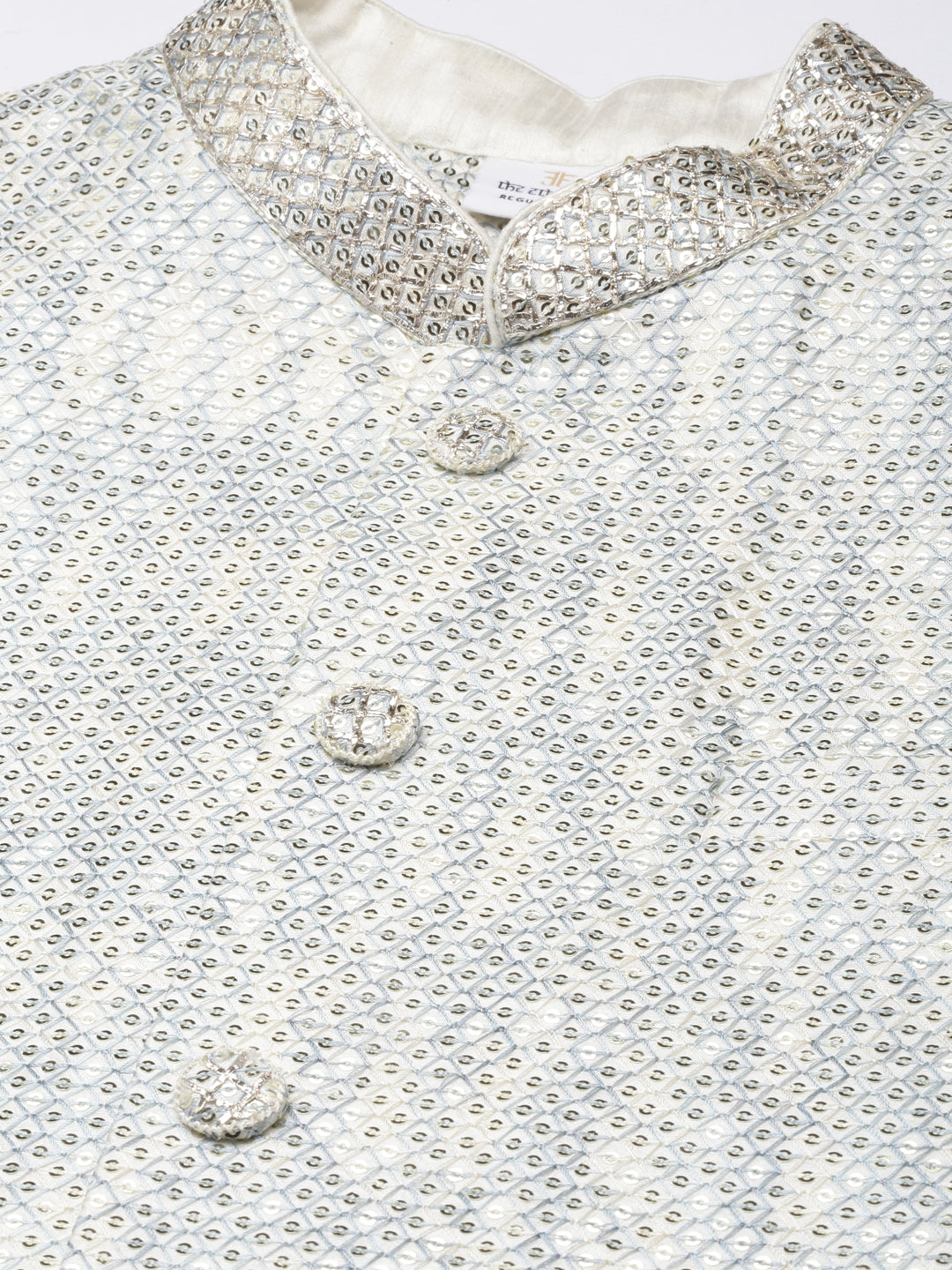 Sky Blue Sequin Embroidered Jacket Kurta Set