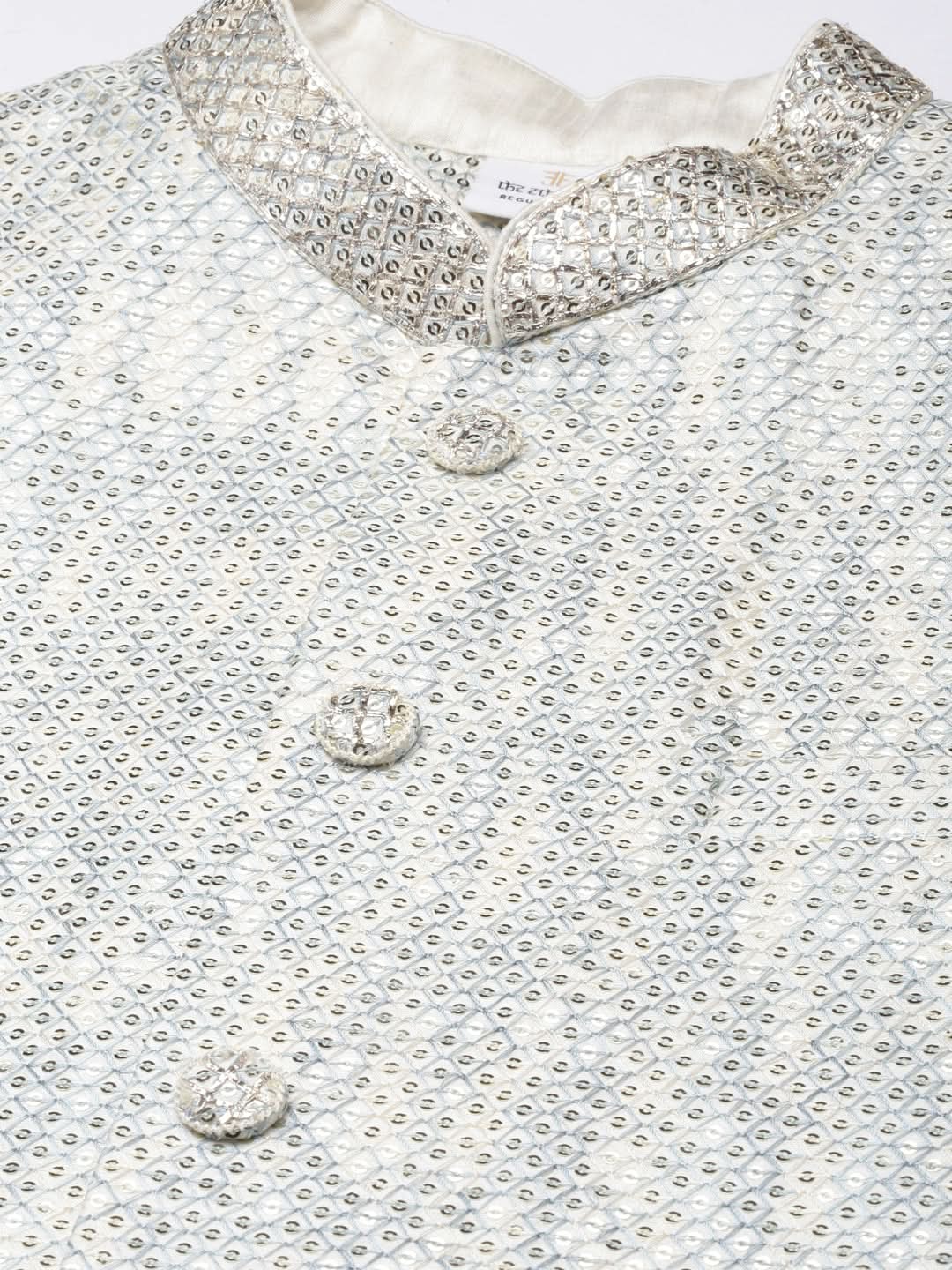 Sky Blue Sequin Embroidered Jacket Kurta Set