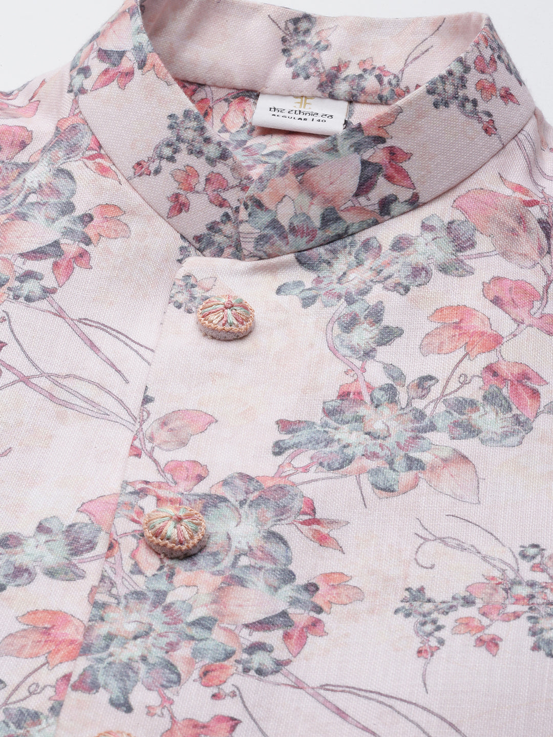 Pink Printed Jacket Kurta Set