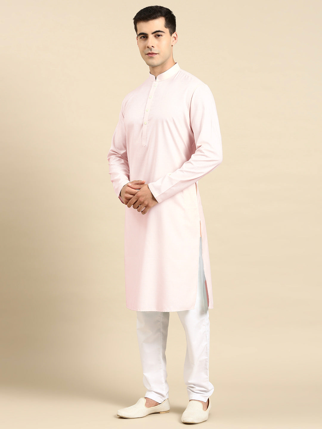 Pink Printed Jacket Kurta Set