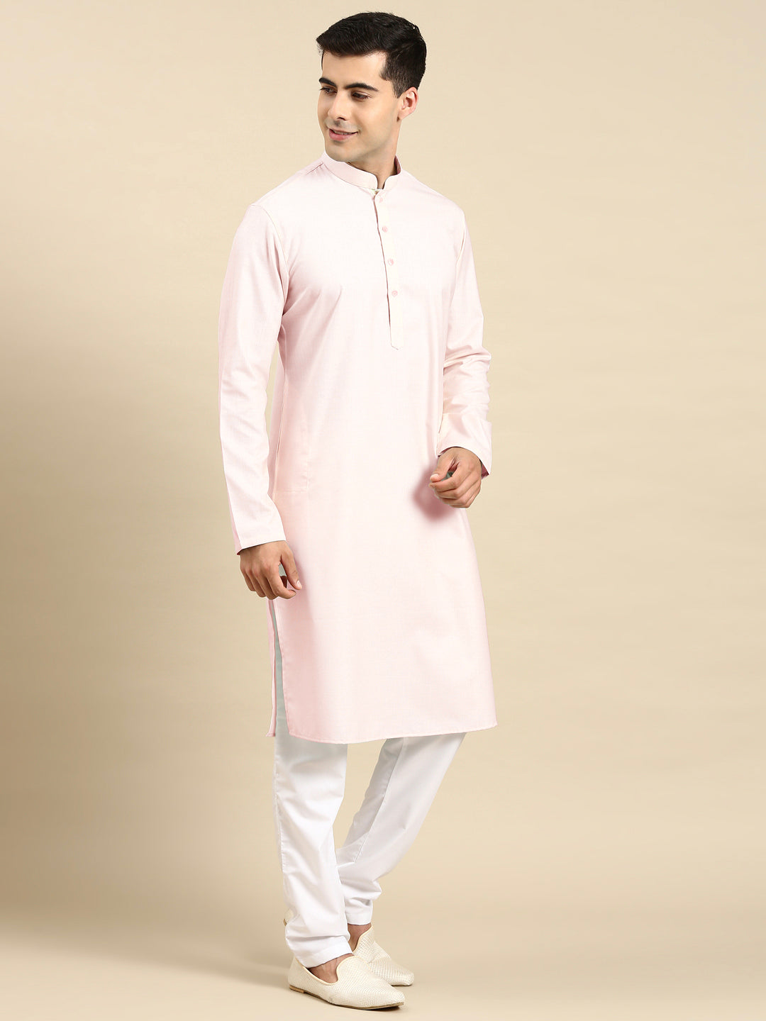 Pink Printed Jacket Kurta Set
