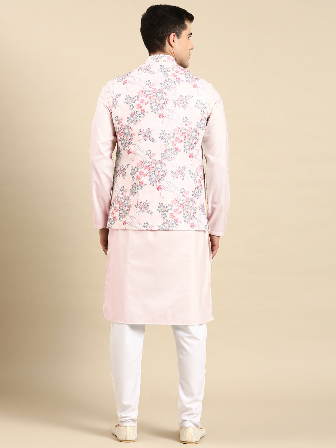 Pink Printed Jacket Kurta Set