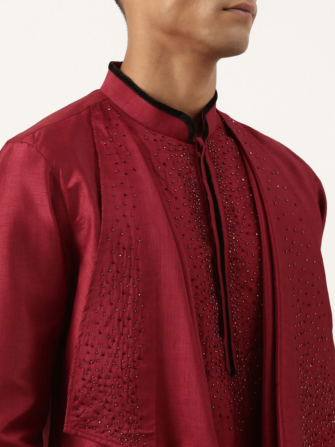 Maroon Ombre Layered Kurta Set