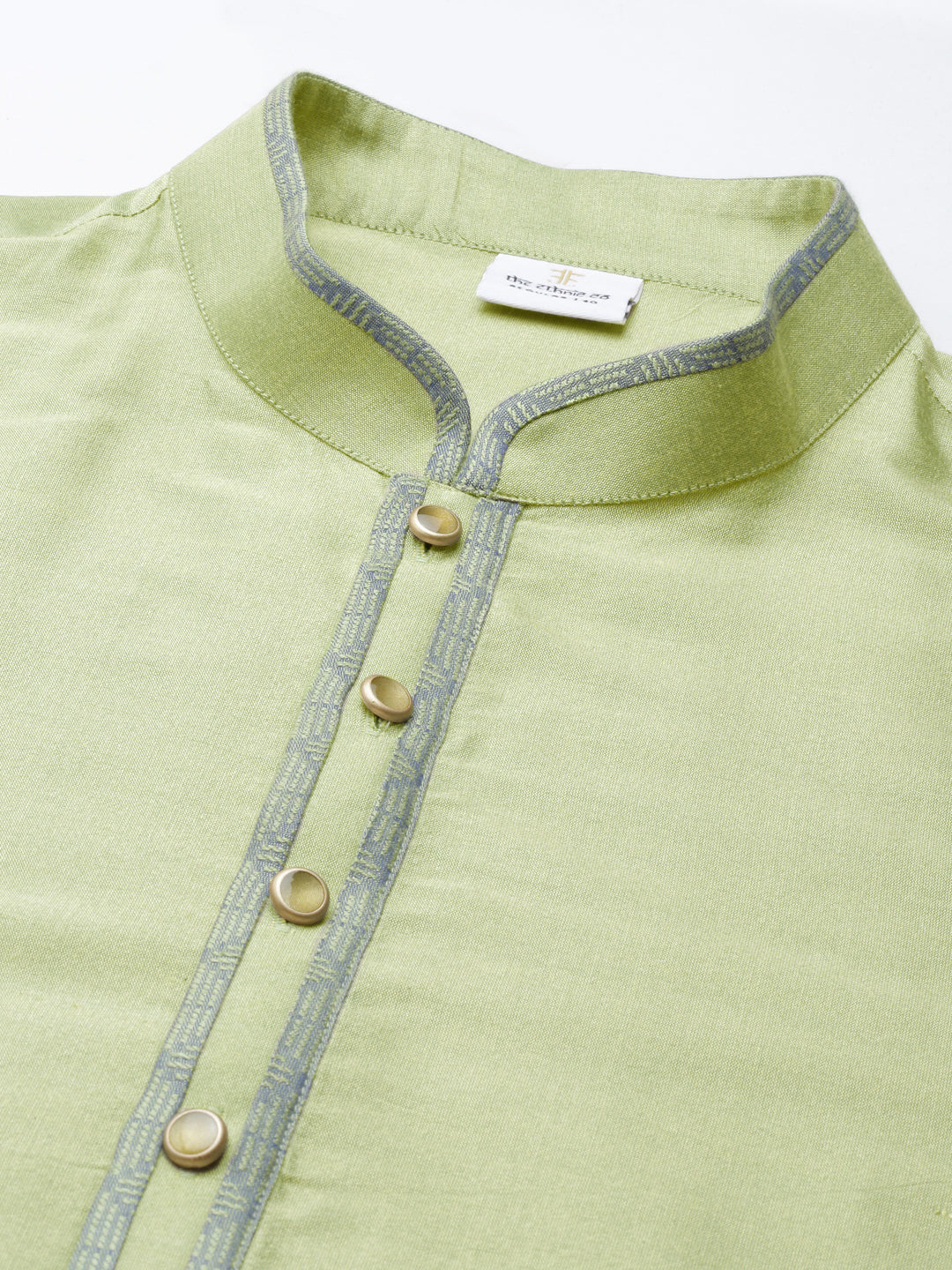 Lime Green Blue Jacquard Quilted Jacket With Short Kurta