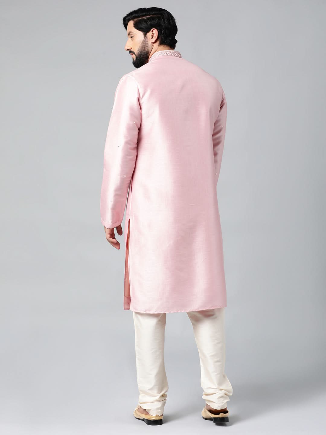 Baby Pink Mirror Embroidered Kurta Set