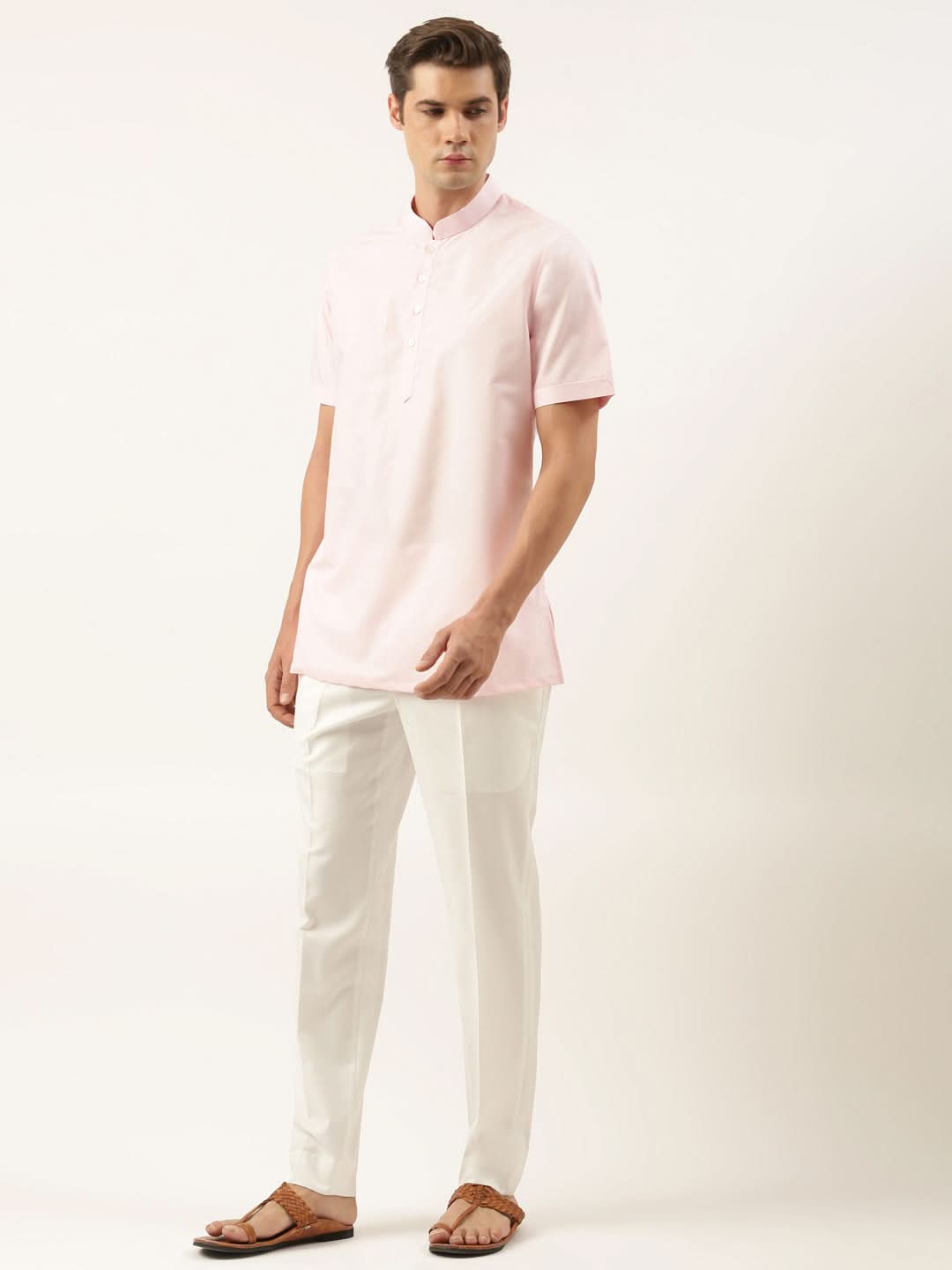 Baby Pink Cotton Short Kurta