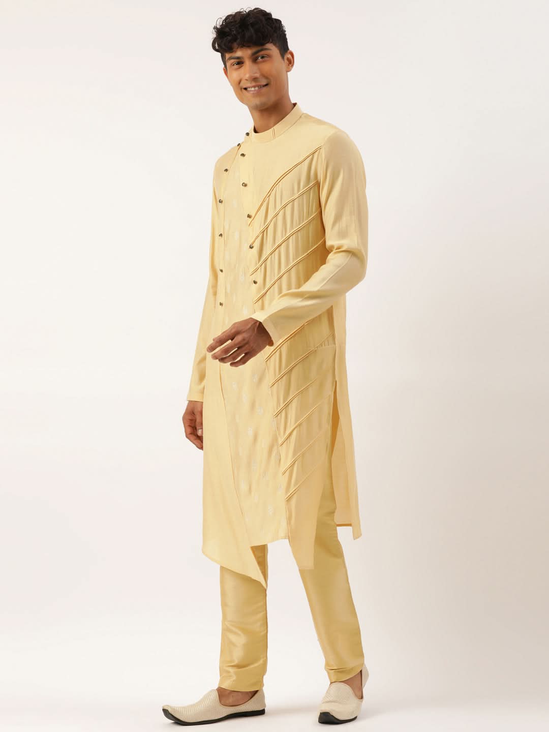 Gold Side Open Layered Kurta Set