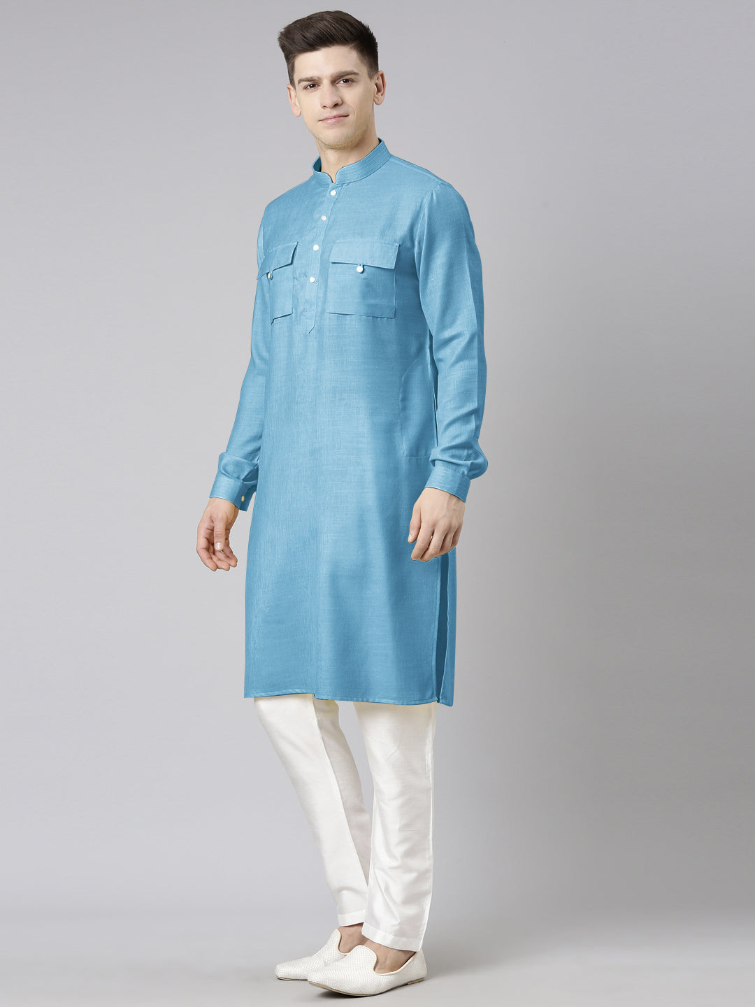 Blue Light Pathani Kurta Set