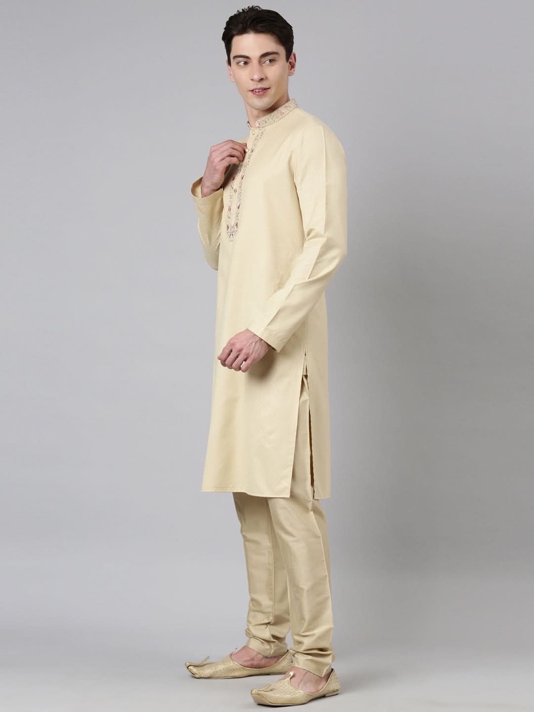 Beige Embroidered Kurta Set