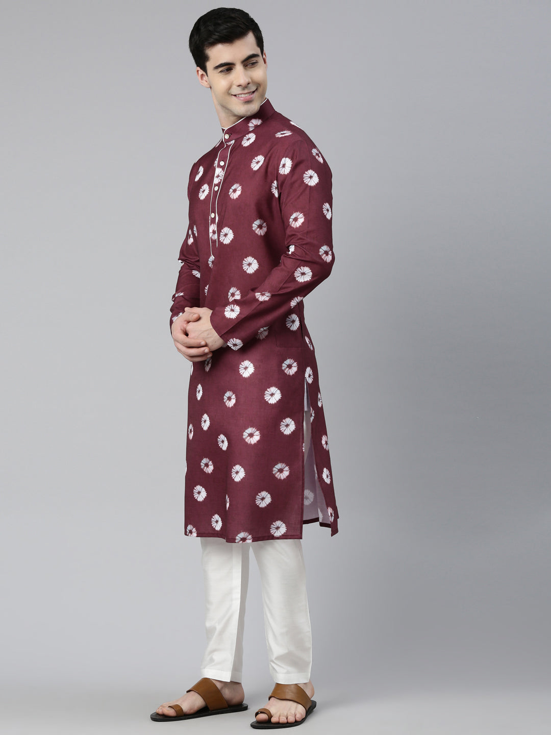 Maroon Bandhani Kurta Set