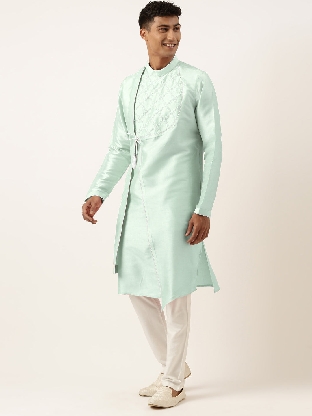 Sky BlueEmbroidery Angrakha Kurta Set