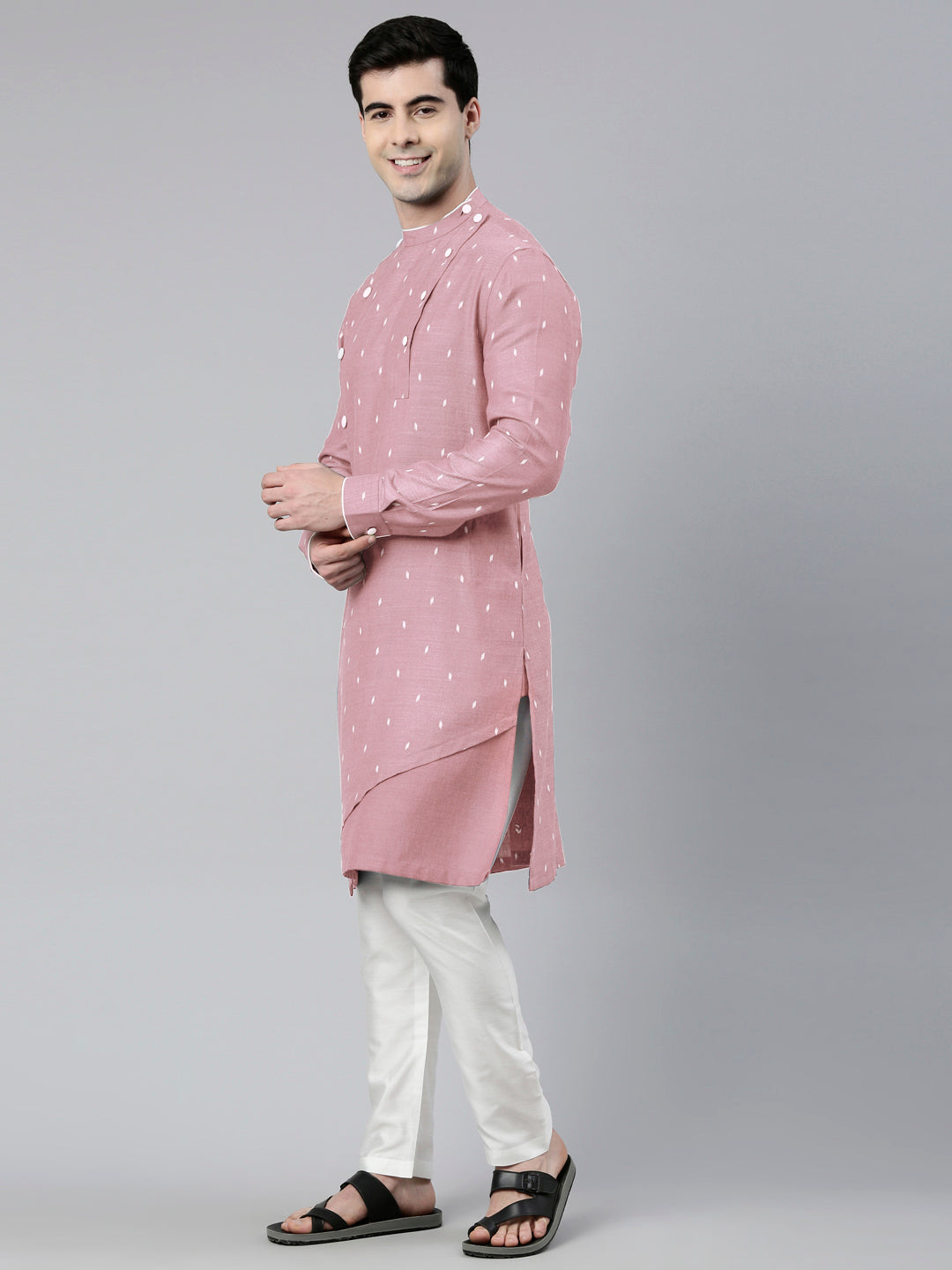 Pink Design Asymmetrical Kurta Set