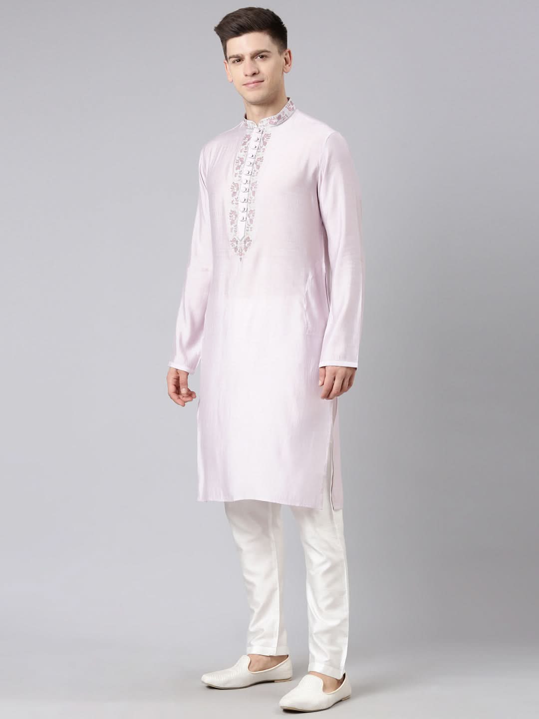 Lavender Embroidered Kurta Set