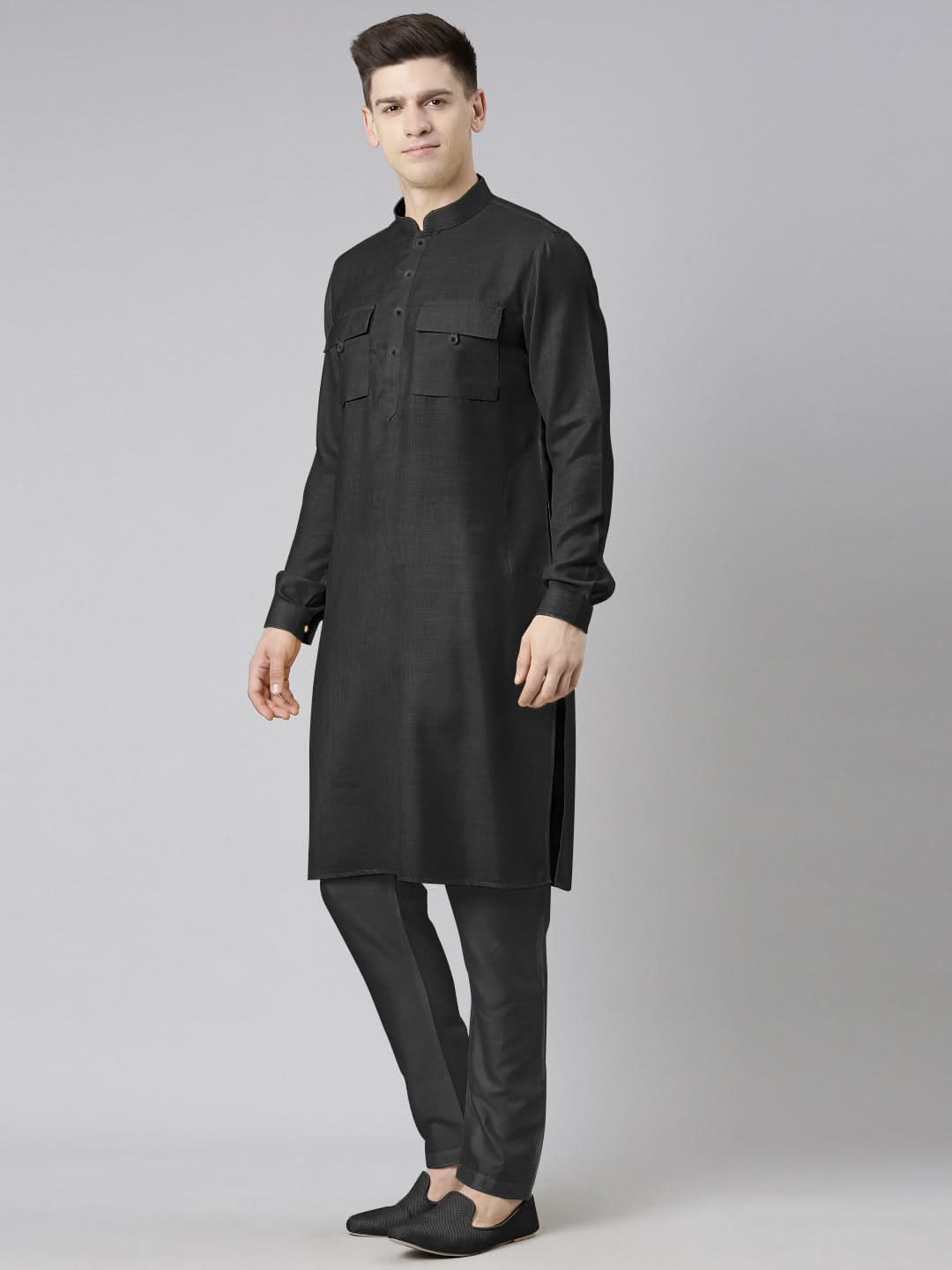 Black Pathani Kurta Set