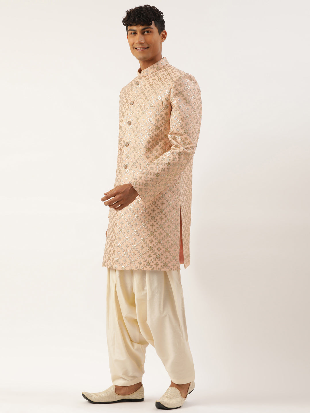 Peach Gota Patti Embroidered Indowestern