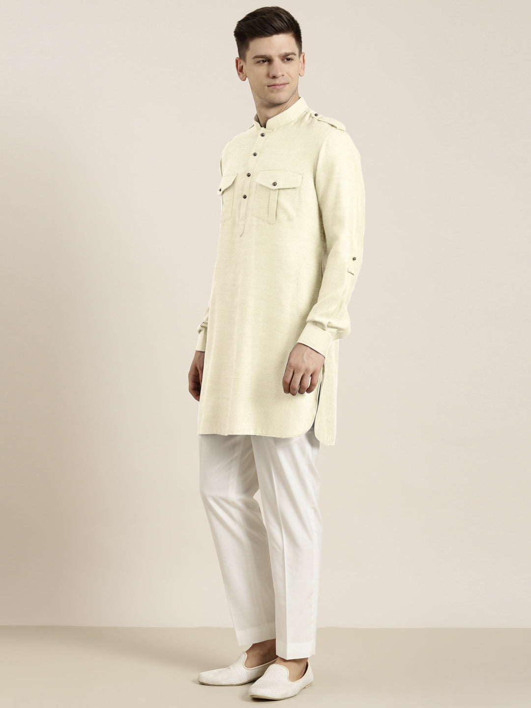 Cream cotton Short Pathani