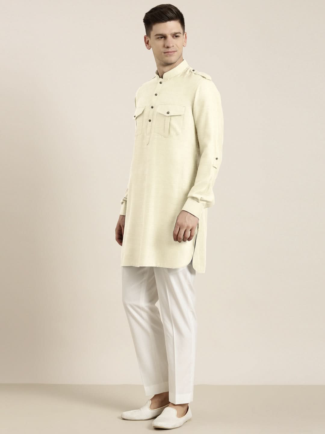 Cream cotton Short Pathani