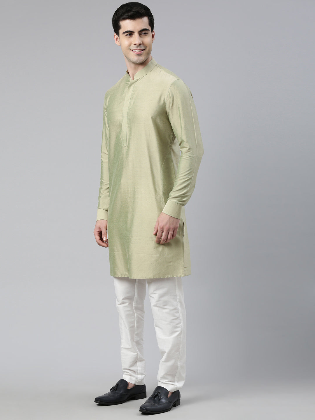 Floral Print Jacket With Green Short Kurta