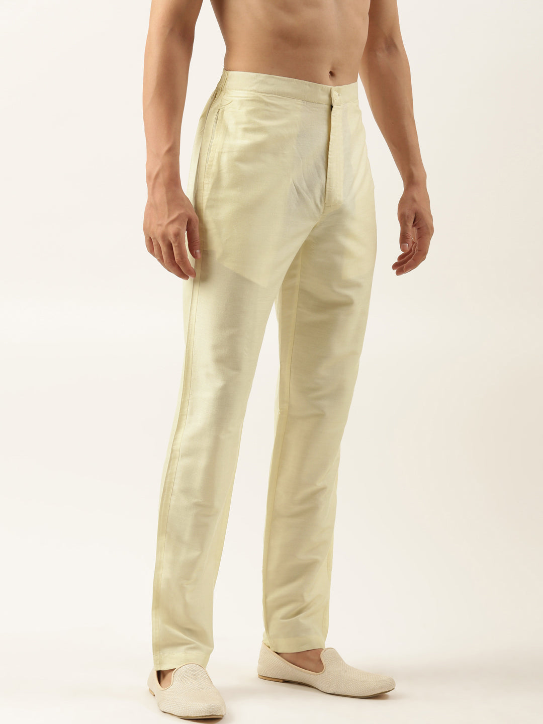 Beige Cotton Silk Pant Pajama