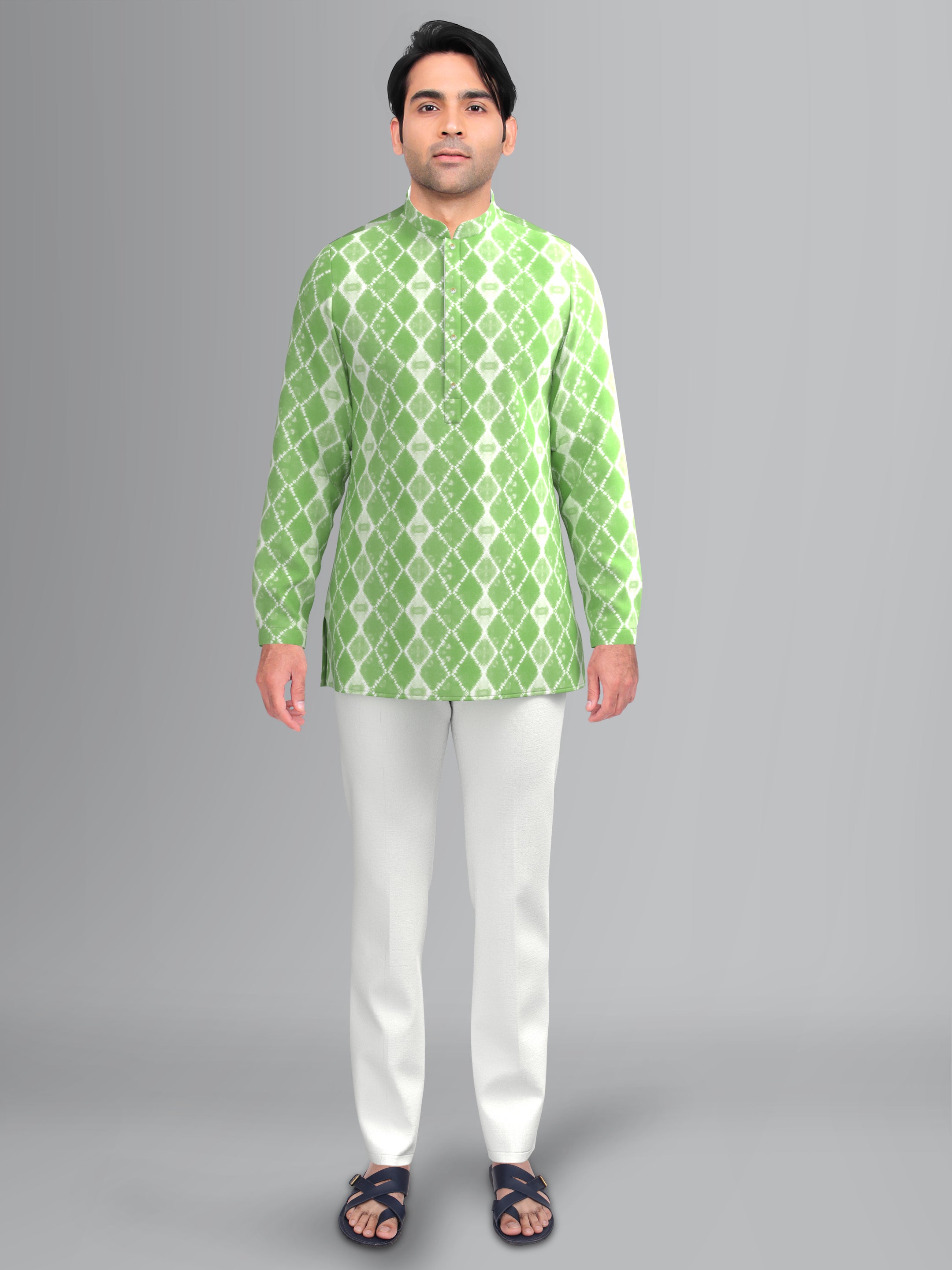 Light Green cotton Tie die short kurta