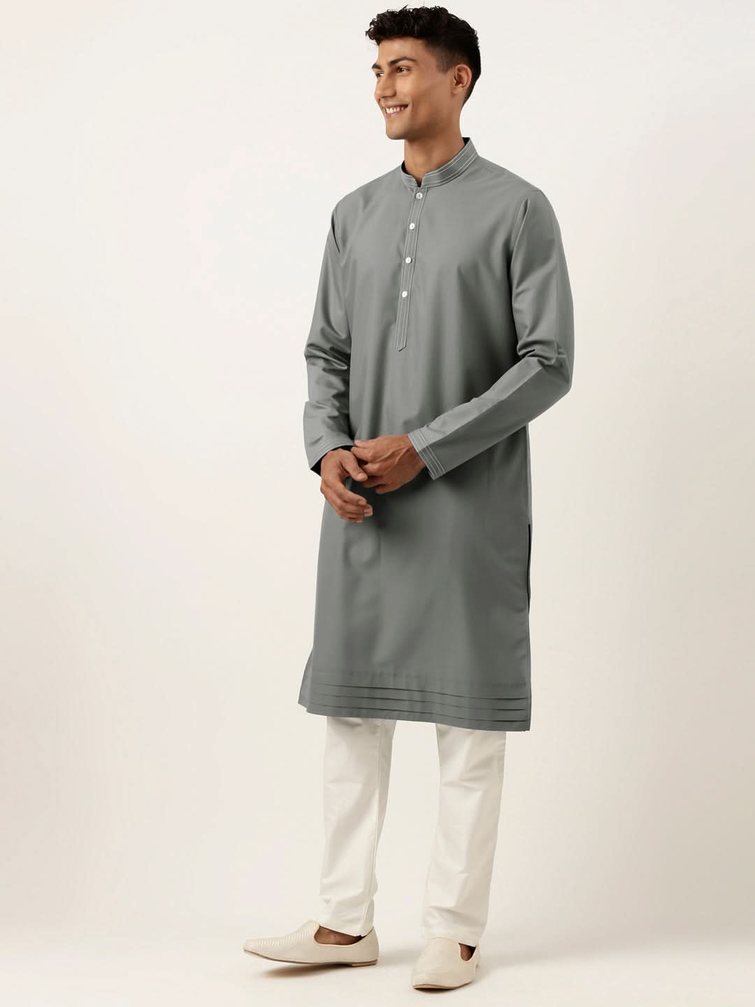 Grey Cotton Kurta Set